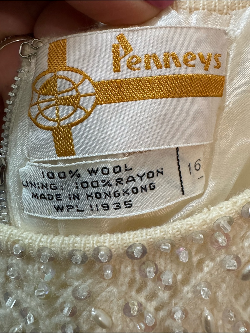 Vintage Sequin Wool Top - Picture 4 of 10